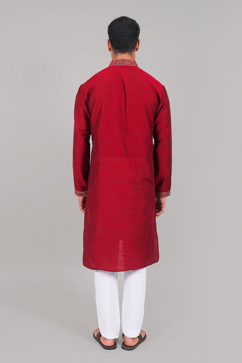 Veshbhoshaa Bluesaanchi Festive Embroidered Maroon Kurta Set