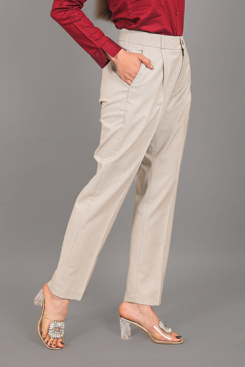 Veshbhoshaa Bluebird Women'S Brown Checks Trouser