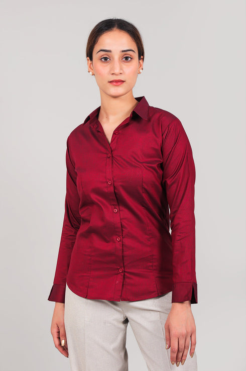 Veshbhoshaa Bluebird Women'S Maroon Satin Shirt