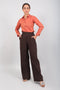 Veshbhoshaa Bluebird Women'S Brown Bell Bottom Trouser