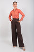 Veshbhoshaa Bluebird Women'S Brown Bell Bottom Trouser