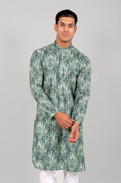 Veshbhoshaa Bluesaanchi Elegantly Casual Dark Green Flower Kurta Set