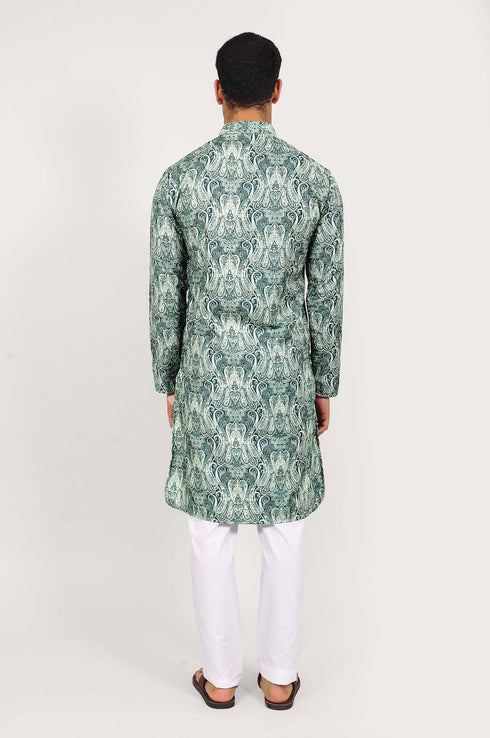 Veshbhoshaa Bluesaanchi Elegantly Casual Dark Green Flower Kurta Set