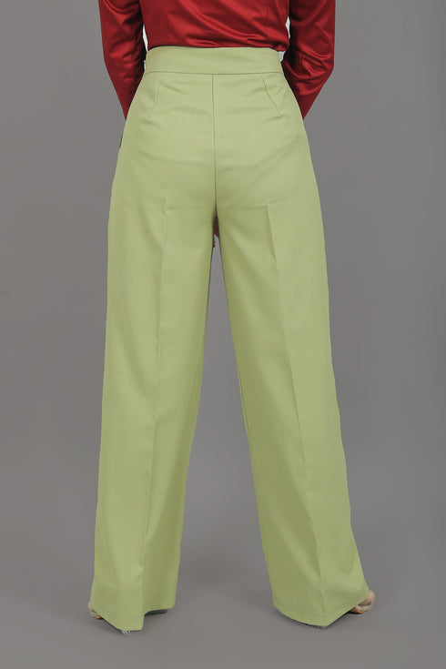 Veshbhoshaa Bluebird Women'S Light Green Bell Bottom Trouser