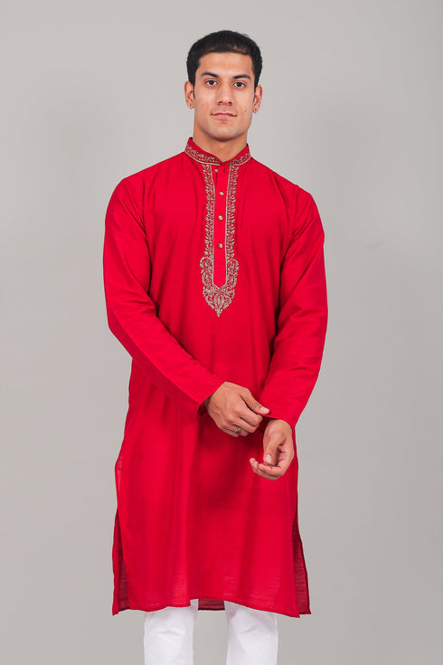 Veshbhoshaa Bluesaanchi Festive Embroidered Red Kurta Set