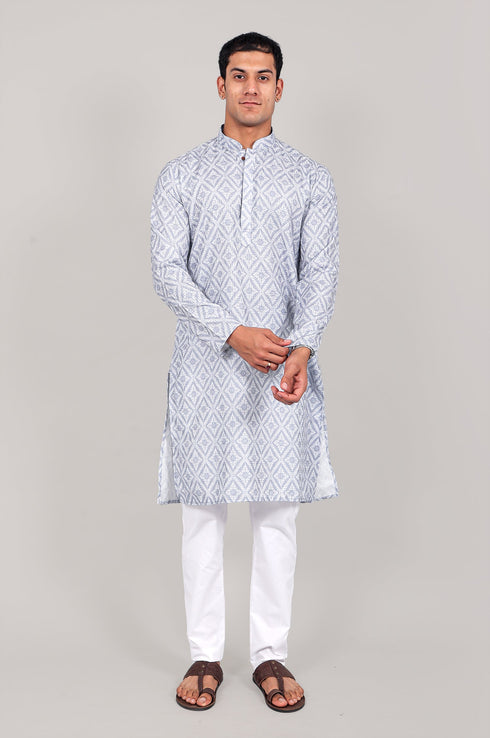 Veshbhoshaa Bluesaanchi Elegantly Casual Light Blue Kurta Set