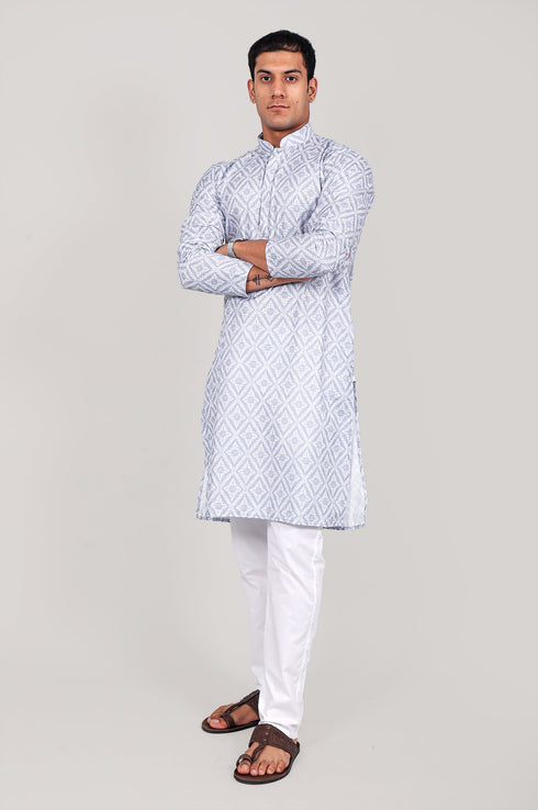 Veshbhoshaa Bluesaanchi Elegantly Casual Light Blue Kurta Set
