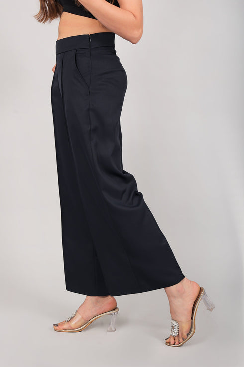 Veshbhoshaa Bluebird Women'S Black Short Bell Bottom Trouser