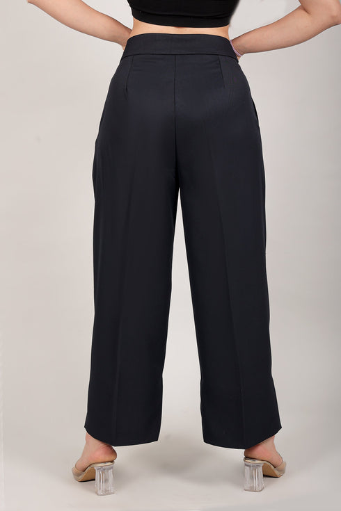 Veshbhoshaa Bluebird Women'S Black Short Bell Bottom Trouser