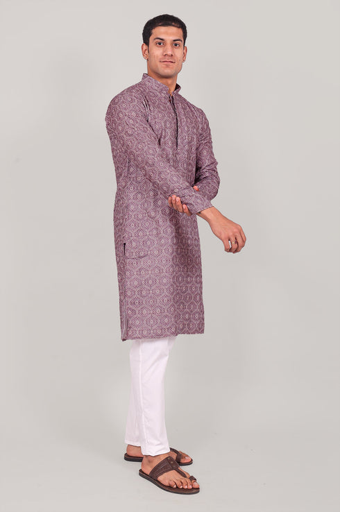 Veshbhoshaa Bluesaanchi Elegantly Casual Purple Kurta Set