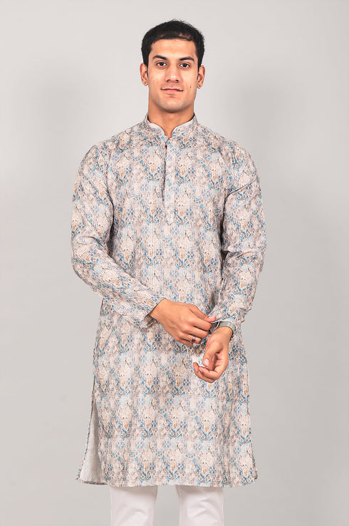 Veshbhoshaa Bluesaanchi Elegantly Casual Cream Textured Kurta Set