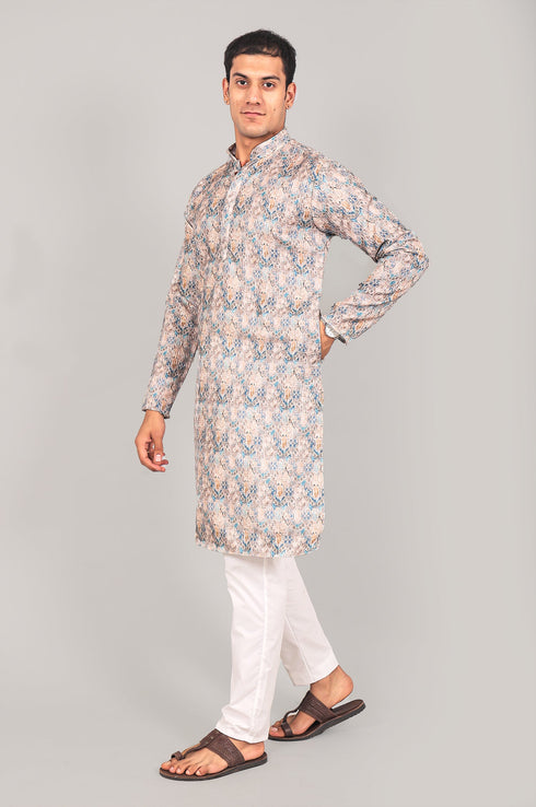 Veshbhoshaa Bluesaanchi Elegantly Casual Cream Textured Kurta Set