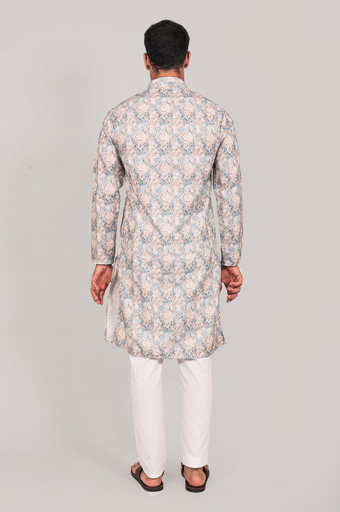 Veshbhoshaa Bluesaanchi Elegantly Casual Cream Textured Kurta Set