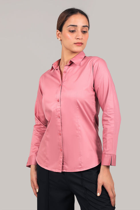Veshbhoshaa Bluebird Women'S Pink Satin Shirt