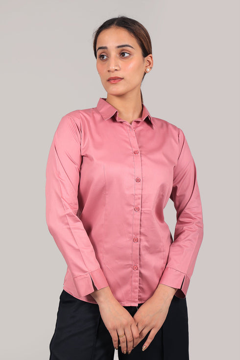 Veshbhoshaa Bluebird Women'S Pink Satin Shirt