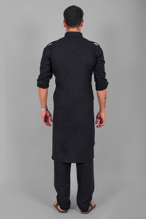 Veshbhoshaa Bluesaanchi Pathani Black Color Kurta With Trouser Pant