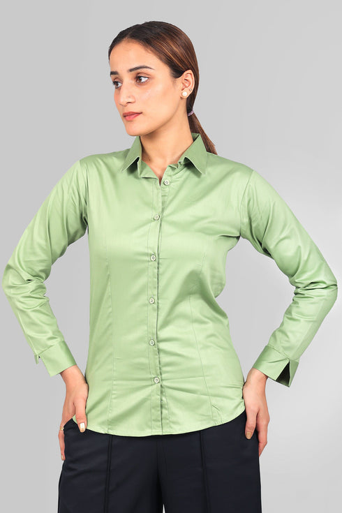 Veshbhoshaa Bluebird Women'S Light Green Satin Shirt
