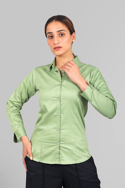 Veshbhoshaa Bluebird Women'S Light Green Satin Shirt