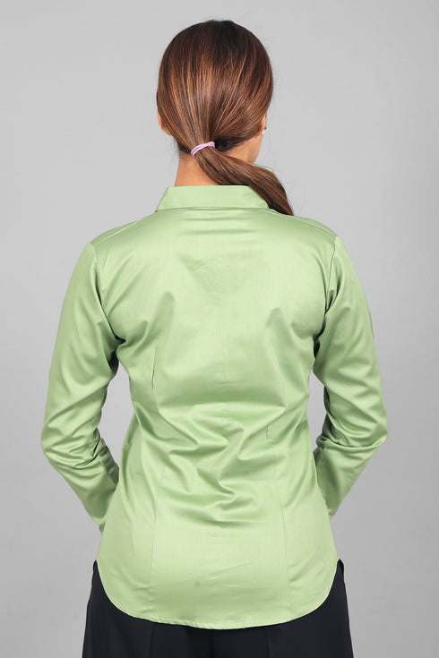 Veshbhoshaa Bluebird Women'S Light Green Satin Shirt