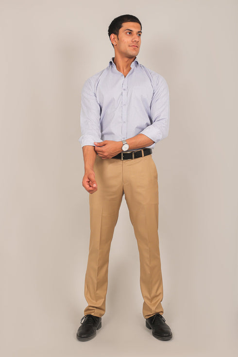 Veshbhoshaa Bluebird Men'S Sand Brown Formal Trouser