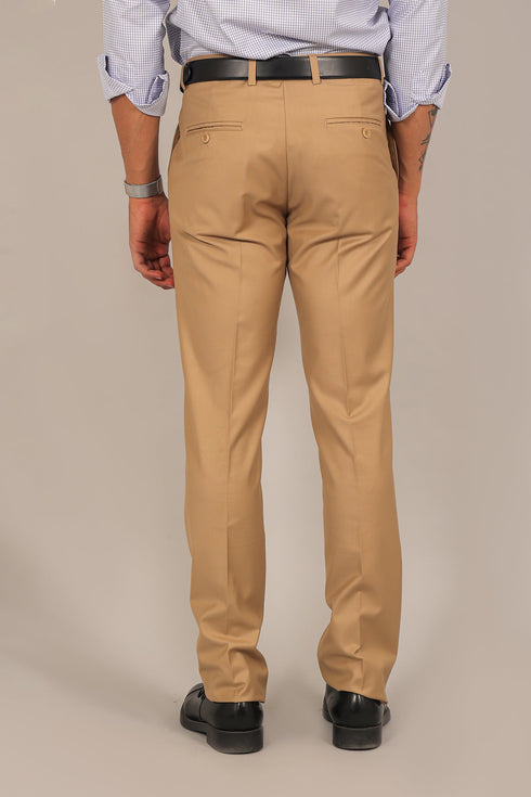 Veshbhoshaa Bluebird Men'S Sand Brown Formal Trouser