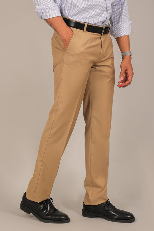 Veshbhoshaa Bluebird Men'S Sand Brown Formal Trouser