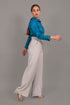 Veshbhoshaa Bluebird Women'S Linen Colour Bell Bottom Trouser