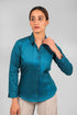 Veshbhoshaa Bluebird Women'S Blue Satin Shirt