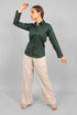 Veshbhoshaa Bluebird Women'S Dark Green Satin Shirt