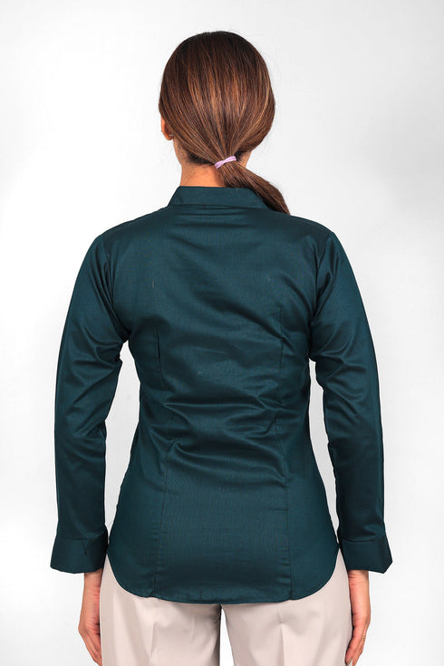 Veshbhoshaa Bluebird Women'S Dark Teal Satin Shirt