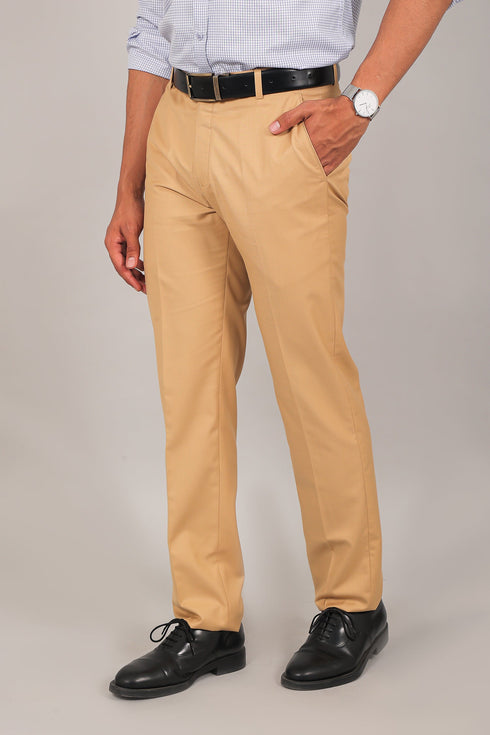 Veshbhoshaa Bluebird Men'S Beige Formal Trouser