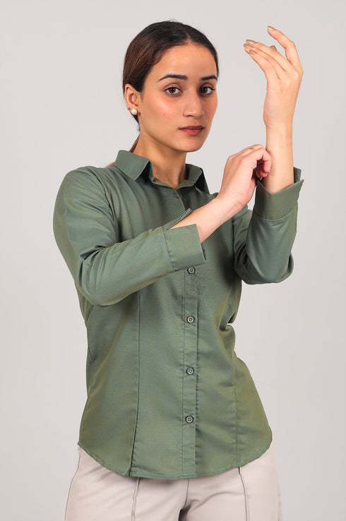 Veshbhoshaa Bluebird Women'S Mehandi Shirt