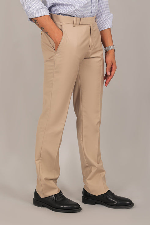 Veshbhoshaa Bluebird Men'S Khaki Color Texture Formal Trouser