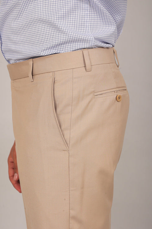 Veshbhoshaa Bluebird Men'S Khaki Color Texture Formal Trouser