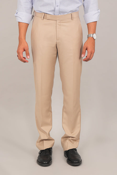 Veshbhoshaa Bluebird Men'S Khaki Color Texture Formal Trouser