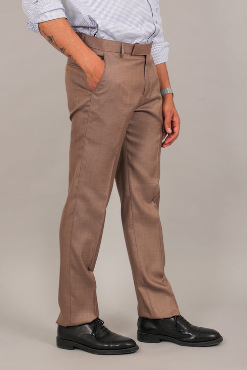 Veshbhoshaa Bluebird Men'S Dark Tan Formal Trouser