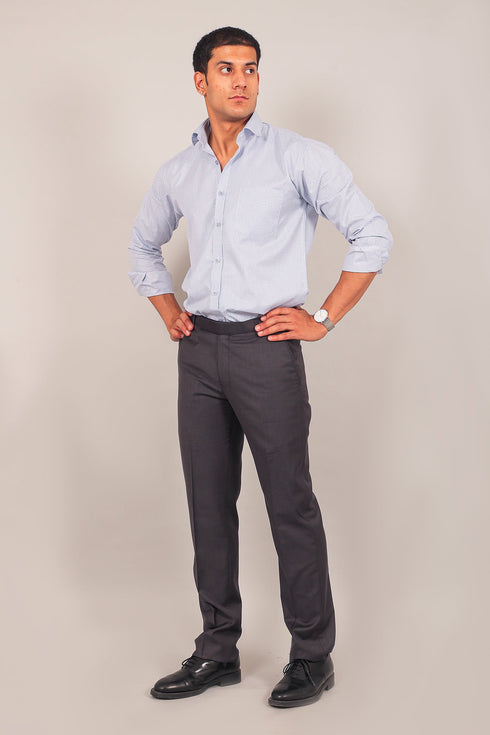 Veshbhoshaa Bluebird Men'S Ash Black Formal Trouser