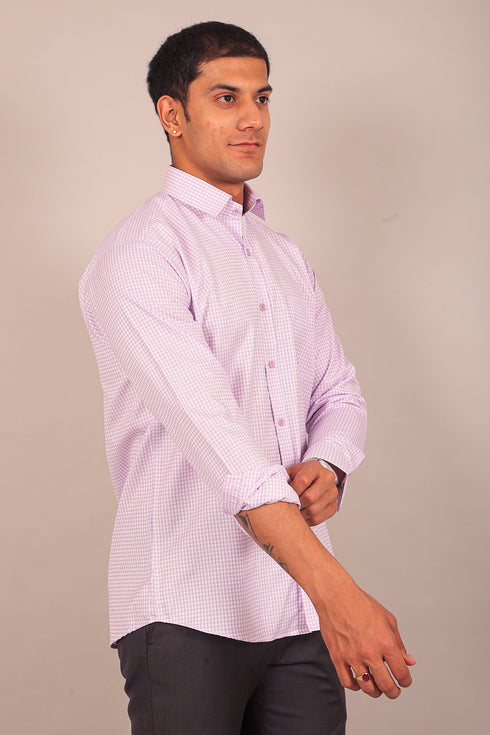 Veshbhoshaa Bluebird Men'S Light Puple Check Shirt