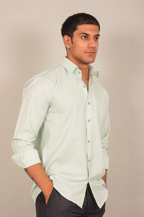 Veshbhoshaa Bluebird Men'S Light Green Check Shirt