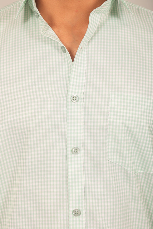 Veshbhoshaa Bluebird Men'S Light Green Check Shirt