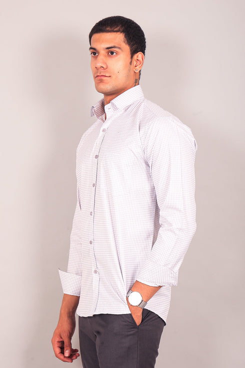 Veshbhoshaa Bluebird Men'S Light Slate Grey Check Shirt