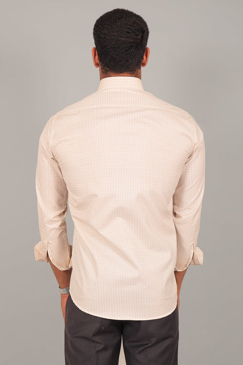 Veshbhoshaa Bluebird Men'S Light Brown Check Shirt