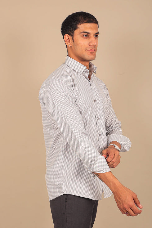 Veshbhoshaa Bluebird Men'S Light Grey Check Shirt