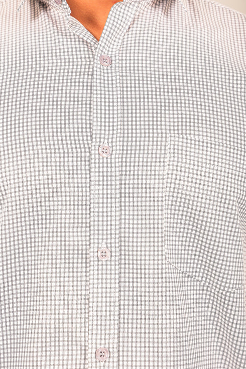 Veshbhoshaa Bluebird Men'S Light Grey Check Shirt