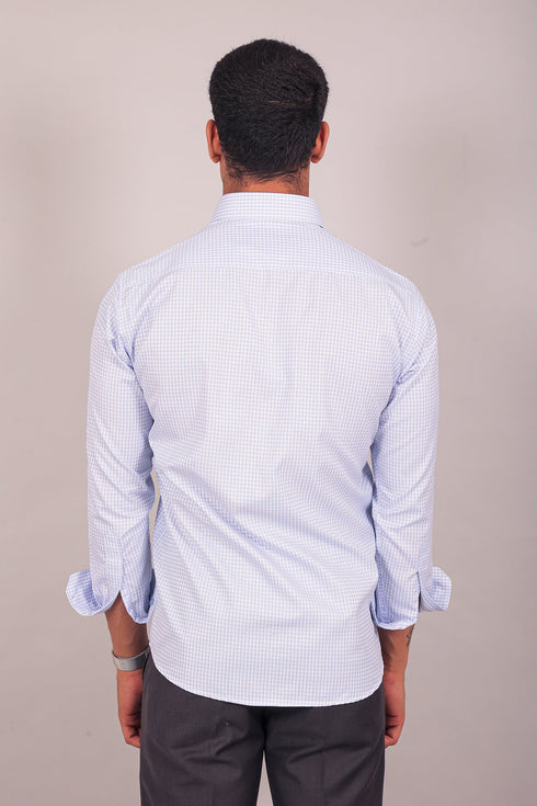 Veshbhoshaa Bluebird Men'S Light Blue Check Shirt