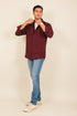 Veshbhoshaa Bluebird Men'S Maroon Knitted Jacquard Shirt
