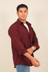 Veshbhoshaa Bluebird Men'S Maroon Knitted Jacquard Shirt