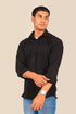 Veshbhoshaa Bluebird Men'S Black Knitted Jacquard Shirt
