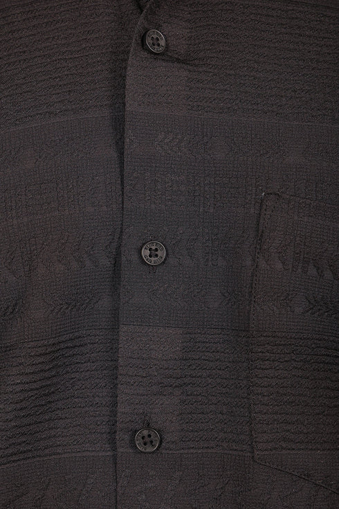 Veshbhoshaa Bluebird Men'S Black Knitted Jacquard Shirt