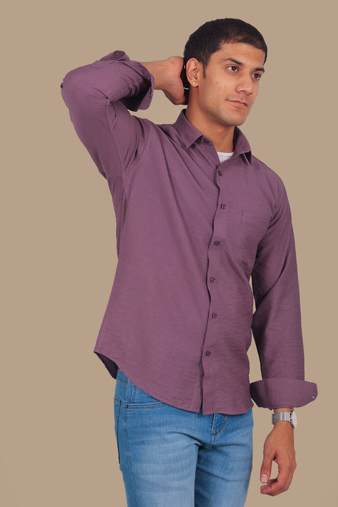 Veshbhoshaa Bluebird Men'S Mauve Knitted Plain Shirt